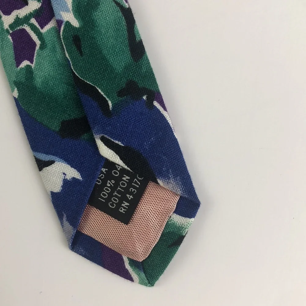 Vintage Geoffrey Beene Tie Purple Floral Cotton Print